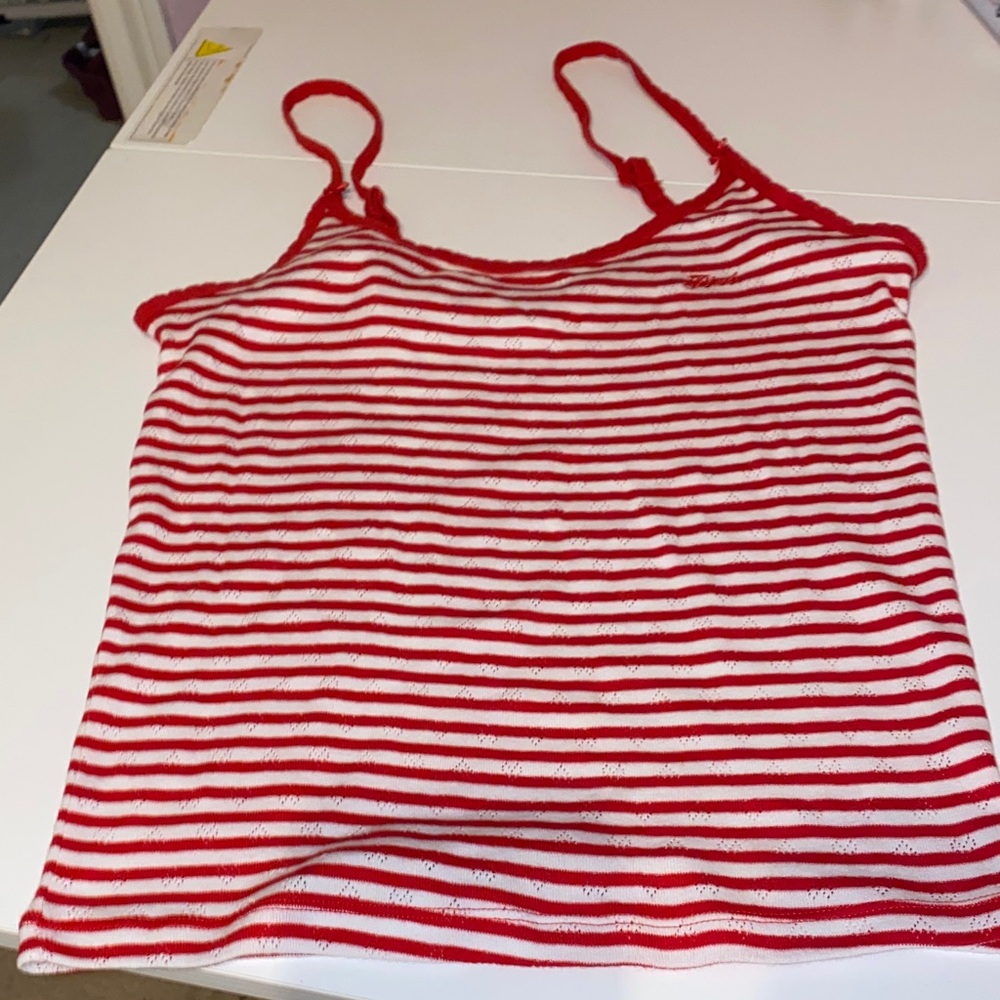 PINK Victoria's Secret Red and White Striped Camisole